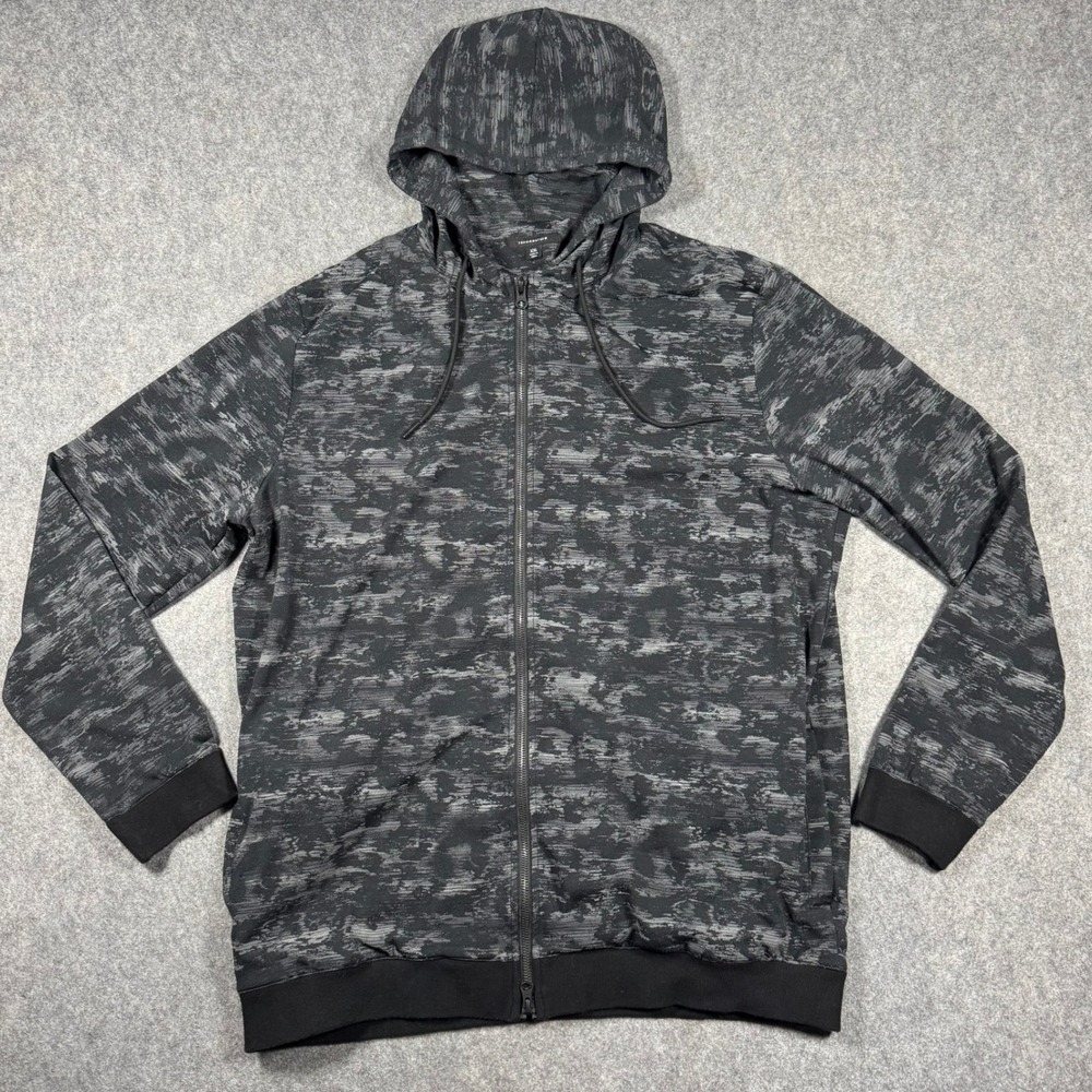 TravisMathew Mens XXL Black Grey Space Dye Full Zip Hoodie‎ Jacket Wanderlust